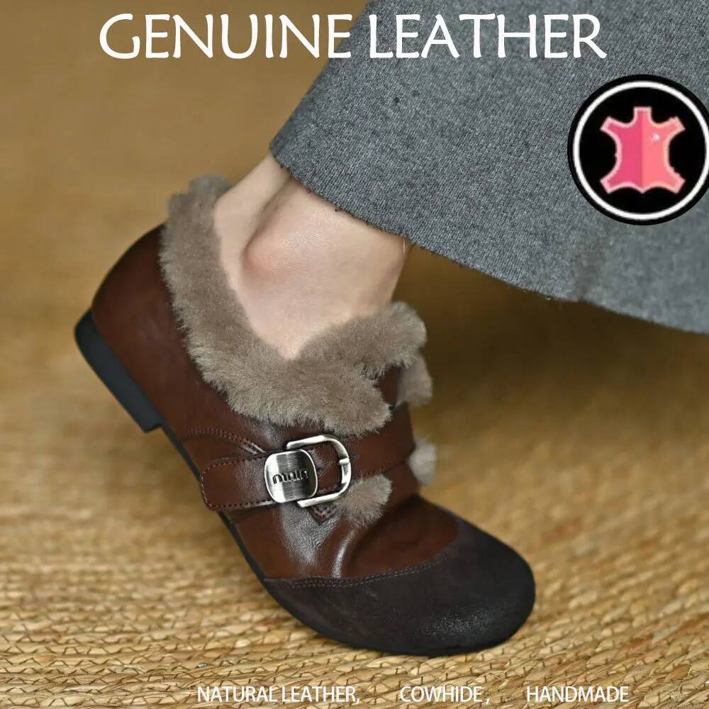 Crossfit Belt - Sepatu Loafer Wanita Kulit Suede Patchwork