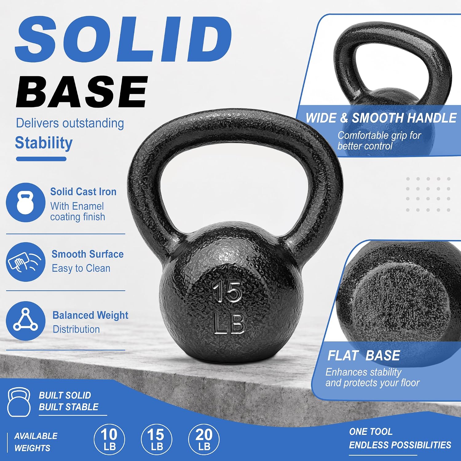 Kettlebell Besi Cor 5-50 LB, K - Kettlebell ulasan dan harga